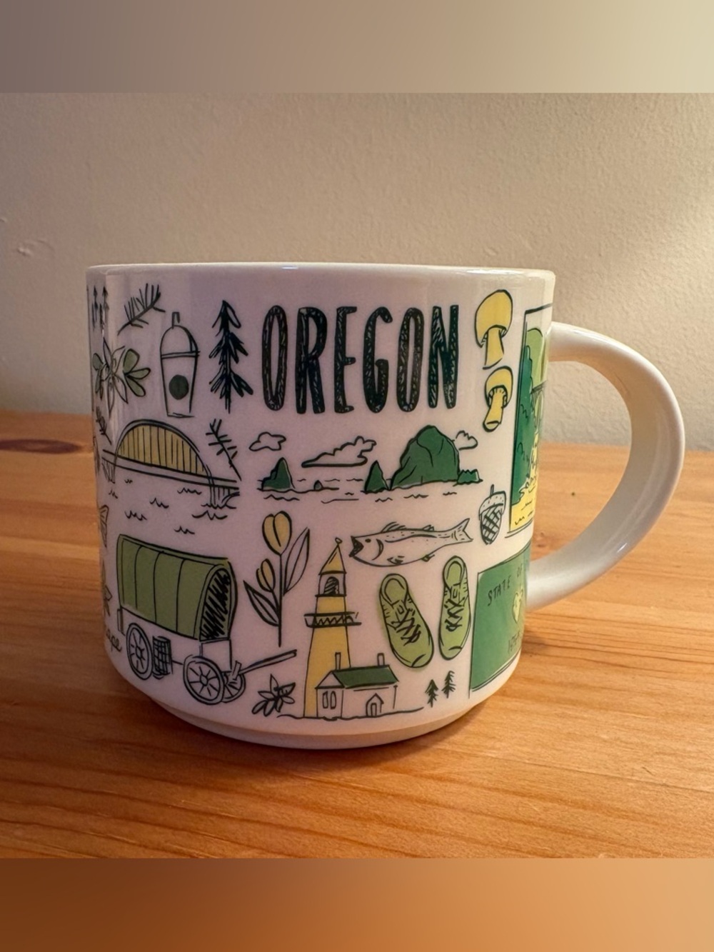 Starbucks Been There Oregon Mug with Green and Yellow Accents
